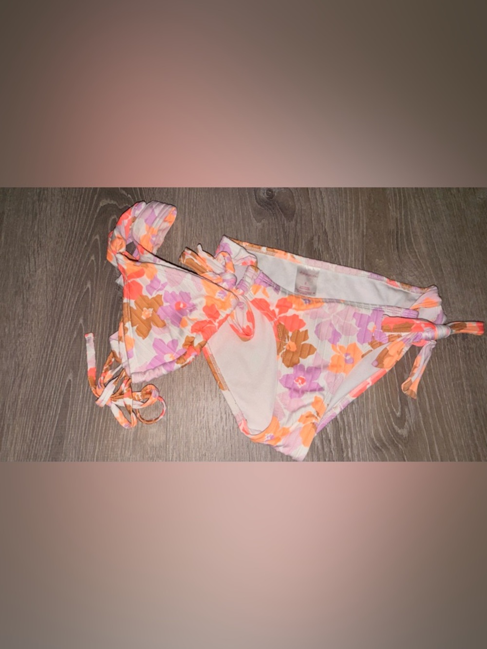Xhilaration Floral Tie Bikini Set in Pink, Orange, Purple